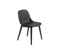 Fiber Dining Chair w. Wood Base Black