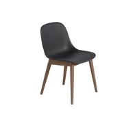 Fiber Dining Chair w. Wood Base Dark Brown