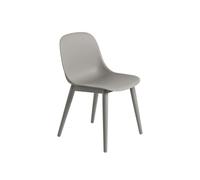 Fiber Dining Chair w. Wood Base Gray