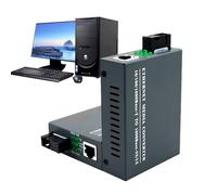 Fiber Ethernet Media Converter - Gigabit Auto Detection Device, LC Transceiver Module | HTB-GS-03 2 PC Ethernet Converter, New fi Transceiver