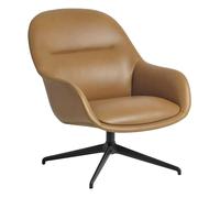 Muuto Fiber Armchair With Swivel Cognac Leather/Anthracite