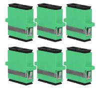 Fiber Optic Adapter Connector SC/APC Duplex SC-SC SM Panel Mount 6-Pack | Duplex SC/APC singlemode panel-mount adapter with protective sheaths for telecom use.