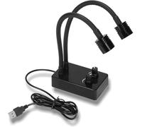 Fiber Optic Dual Gooseneck Microscope Light Illuminator, Lab Microscope Illuminator Lamp, Color Temperature 6500K, Stepless Brightness Adjustable, For PCB Repair, Soldering