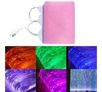 Fiber Optic Fabric,Led Accessories,Led Fiber Optic Mesh Lights for Quilting Sewing Clothes,Fabric with Changeable 7 Colors for DIY Luminous Festival Rave Partyaccessories. (Pink, 31.5in x 31.5in)