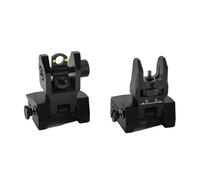 Fiber Optic Front & Rear Iron Sights Kit - Green/Red Illuminated Dots, Adjustable Flip-Up Backup Sights with Rapid Transition, Fits Standard 20mm Picatinny Rail