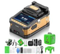 Fiber Optic Fusion Splicer S-90 Six Motor Core Alignment Fiber Splicer Machine, 8s Fast Splicing & 18s Auto-Heating, Built-in OPM+VFL with 5" Touch Screen & 7800 mAh Battery FTTH Splicing