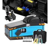 Fiber Optic Fusion Splicer with 6 Electrodes, Cleaver & Stripping Tool, 3in1 Holder for FTTH, 6 Motor Automatic Alignment, Supports OPM & VFL