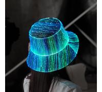 Fiber Optic LED Party Hat, Light Up Glow In The Dark Hat, USB Rechargeable Fancy Dress Accessory for Men & Women, Multi-Color Performance Stage Hat