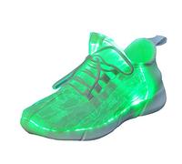 Fiber Optic LED Shoes Light Up Shoes for Women Men Flashing Luminous Trainers for Festivals Christmas Party Dancing USB Charging Lightweight Fashion Sneaker for Boys Girls (White, Numeric_12)
