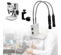 Fiber Optic Microscope Illumination,10-20W Gooseneck LED Lights,Adjustable Angle & Brightness,12V Power Supply,Load-Bearing Base for Stereo Zoom Microscope Dual