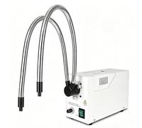 Fiber Optic Microscope Illuminator, 150w Dual Gooseneck Cold Light Source, With Continuous Dimming, For Stereo Microscopy, Pcb Inspection, And Laboratory Illumination