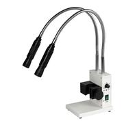 Fiber Optic Microscope Illuminator, 20W Dual Gooseneck LED Light Source, Adjustable Brightness and Aperture Size for Industrial Stereo Microscope Camera and PCB Repair