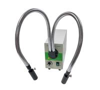 Fiber Optic Microscope Illuminator, 30W LED Cold Light Source, Dual Gooseneck Lights, Adjustable Brightness, Cooling Fan for Stereo Zoom Microscopy