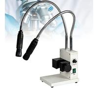 Fiber Optic Microscope Illuminator, Gooseneck LED Light Source, Adjustable Brightness and Aperture for Stereo Zoom Microscopy