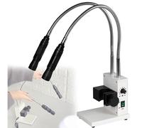 Fiber Optic Microscope Illuminator, High-Brightness LED Sidelight, Adjustable Brightness, Dual Gooseneck Light Source for Stereo Zoom Microscopy