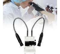 Fiber Optic Microscope Illuminator with Adjustable Brightness and Dual Gooseneck LED Lights for Stereo Zoom Microscopy, 6000K Color Temperature