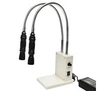Fiber Optic Microscope Illuminator with Double Gooseneck, Adjustable Aperture Control and 2 Flexible 495mm Arms for Stereo Zoom Microscopy