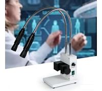 Fiber Optic Microscope Illuminator with Dual Gooseneck LED Lights, 20W Power, Adjustable Brightness and Aperture for PCB Repair and Stereo Zoom Microscopy
