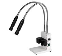 Fiber Optic Microscope Illuminator with Dual Gooseneck LED Lights, 6000K Color Temperature, Adjustable Brightness and Aperture for Stereo Zoom Microscopes