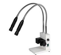 Fiber Optic Microscope Illuminator with Dual Gooseneck LED Lights, Adjustable Brightness, 6000K Color Temperature, Auxiliary Light Source for Stereo Zoom Microscopes