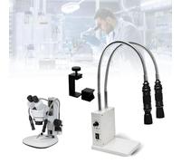 Fiber Optic Microscope Illuminators,Microscope Gooseneck Lamp with Arm Mount, Fixed Lens,Flexible LED Gooseneck Light Dual
