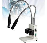 Fiber Optic Microscope With Gooseneck Led Light Source, Adjustable Brightness And Aperture For Enhanced Stereo Zoom Microscopy,Double
