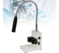 Fiber Optic Microscope with Gooseneck LED Light Source, Adjustable Brightness and Aperture for Stereo Zoom Microscopy, Perfect for Science and Lab Use