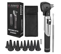 Fiber Optic Mini Otoscope with LED Light - Ear Inspection & Wax Removal Tool for Home Use - Clear Magnification, Bright Illumination & Reusable Tips - Safe Ear Care for Adults & Children (Silver)
