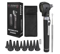 Fiber Optic Mini Otoscope with LED Light - Ear Inspection & Wax Removal Tool for Home Use - Clear Magnification, Bright Illumination & Reusable Tips - Safe Ear Care for Adults & Children (Black)