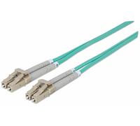 Intellinet Fiber Optic Patch Cable, OM3, LC/LC, 1m, Aqua, Duplex, Mult