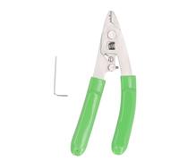 Fiber Optic Stripper 3 Hole Adjustable Caliber Wire Stripping Tool with Safety Lock Auto Reset Spring for Cable Electrical Work Stainless Steel Rubber Handle (Green)