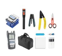 Fiber Optic Termination Tool kit (9/11 PCS in 1) Includes: Fiber Optic Cleaver, Optical Power Meter, Testing Tools, and Cleaning Tools for FTTH Projects (Kit D)