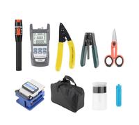 Fiber Optic Termination Tool kit (9/11 PCS in 1) Includes: Fiber Optic Cleaver, Optical Power Meter, Testing Tools, and Cleaning Tools for FTTH Projects (Kit A)