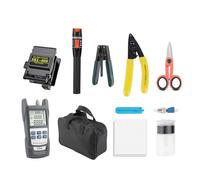 Fiber Optic Termination Tool kit (9/11 PCS in 1) Includes: Fiber Optic Cleaver, Optical Power Meter, Testing Tools, and Cleaning Tools for FTTH Projects (Kit F)