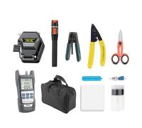 Fiber Optic Termination Tool kit (9/11 PCS in 1) Includes: Fiber Optic Cleaver, Optical Power Meter, Testing Tools, and Cleaning Tools for FTTH Projects (Kit C)