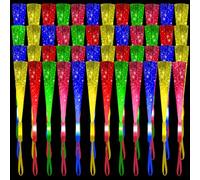 Fiber Optic Wands Glow Sticks Toy, LED Light Up Wand, Glow in the Dark Party Supplies, Light Up Party Favors, Glow Flashing Light Sticks Party Decorations (Brighter Color, 48PCS)