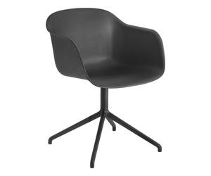 Fiber Recycled Plastic Chair with Armrests Black one size