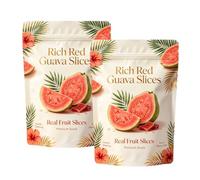 Fiber-Rich Red Guava Slices, Dried Fruits Snacks Guava, Natural Sweet, Soft Chewy Non-Gmo, Gluten Free & Low Calorie - Sugar Free Snacks in A Resealable Bag for All Ages-200g(2pc)