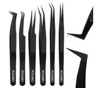 Fiber Tip Lash Tweezers for Eyelash Extension, High Precision Eyelash Tweezer Set with Diamond Grip, Lash Extension Tweezer Kit for Classic & Volume Lashes, Must-Have Tweezers for Lash Artists