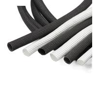 Fiberglass Braided Sleeve | White And Black 1 m Length 1-40 mm For Wires: 600 C Chemical Resistance(Black,25mm)