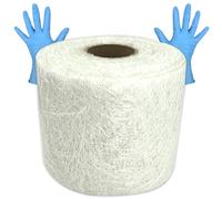 Fiberglass Chopped Strand Mat, 4 IN Wide x 15 Yards 1.5 oz White Glass Fiber with 1 Pair Gloves, Strong & Lightweight Fiberglass Chopped Strand Cloth for Hand Layup Roof Boats Marine Repair