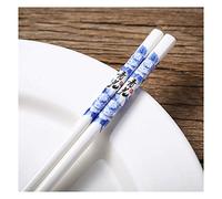 Fiberglass Chopsticks 10 Pair Chinese Style Porcelain ,25cm /9.8inch Reusable Modern Non-Slip Ceramic with Delicate Box