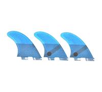 Fiberglass FCS2 Surfboard Tail Fin Set, Blue Flexible Stable Surfing Accessory, 3 - Piece Tri Fin Kit with Carbon Fiber for All Surfboards, Hollow Waves and Beach
