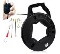 Fiberglass Fish Tape in Reel Electrical Fish Tape 30m 3.8mm Width with 6 Adapters Wire Cable Puller with Optimized Housing Through Wall Cable Running Puller Rods Electrical Wire Threader Puller