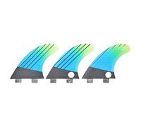 Fiberglass G5 Surfboard Tail Fin, Flexible Surfing Accessory, Stylish Blue Green Gradient Design, High Performance Tri Fin Set for Surfboards and Paddle Boards, Includes 2 Side