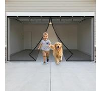 Fiberglass Garage Screen Door for 2 Car Garage, Magnetic Screen Door Mesh with Weighted Bottom, Hands Free Garage Net Cover for Patio and Home Gym(Black,17x9.5ft (518x290cm))