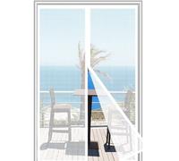 Fiberglass Magnetic Fly Screen Door 135x200 cm,Heavy Duty Mesh Screen Doors Magnets, Wind & Scratch Resistant Reinforced Mesh Net Curtain, Full Frame Magic Tape,Keep Bugs Out Fresh Air in,White