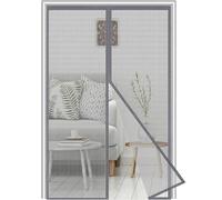 Fiberglass Magnetic Fly Screen Door 85x210 cm,Heavy Duty Mesh Screen Doors Magnets, Wind & Scratch Resistant Reinforced Mesh Net Curtain, Full Frame Magic Tape,Keep Bugs Out Fresh Air in,Grey