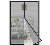 Fiberglass Magnetic Fly Screen Door 90x205 cm,Heavy Duty Mesh Screen Doors Magnets, Wind & Scratch Resistant Reinforced Mesh Net Curtain, Full Frame Magic Tape,Keep Bugs Out Fresh Air in,Black