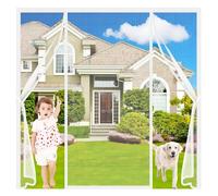 Fiberglass Magnetic Fly Screen for Double Doors White 220x270cm Double Door Fly Screen Curtain Anti Mosquito Bugs Custom Sizes for expansive Garden Openings and Rear House exits